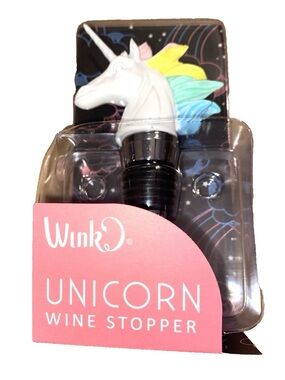 Wink White Unicorn Wine Stopper with Pastel Mane
